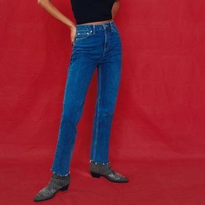 TopShop MOTO Raw Hem Straight Leg Jeans